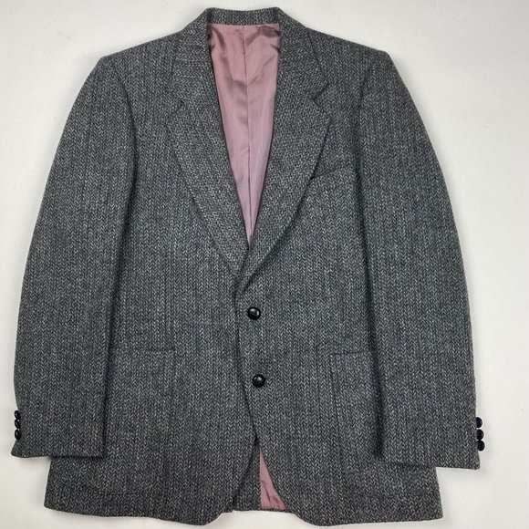 Vintage Harris Tweed Wool Blazer Sport Coat Men's 40 Gray - Picture 1 of 16
